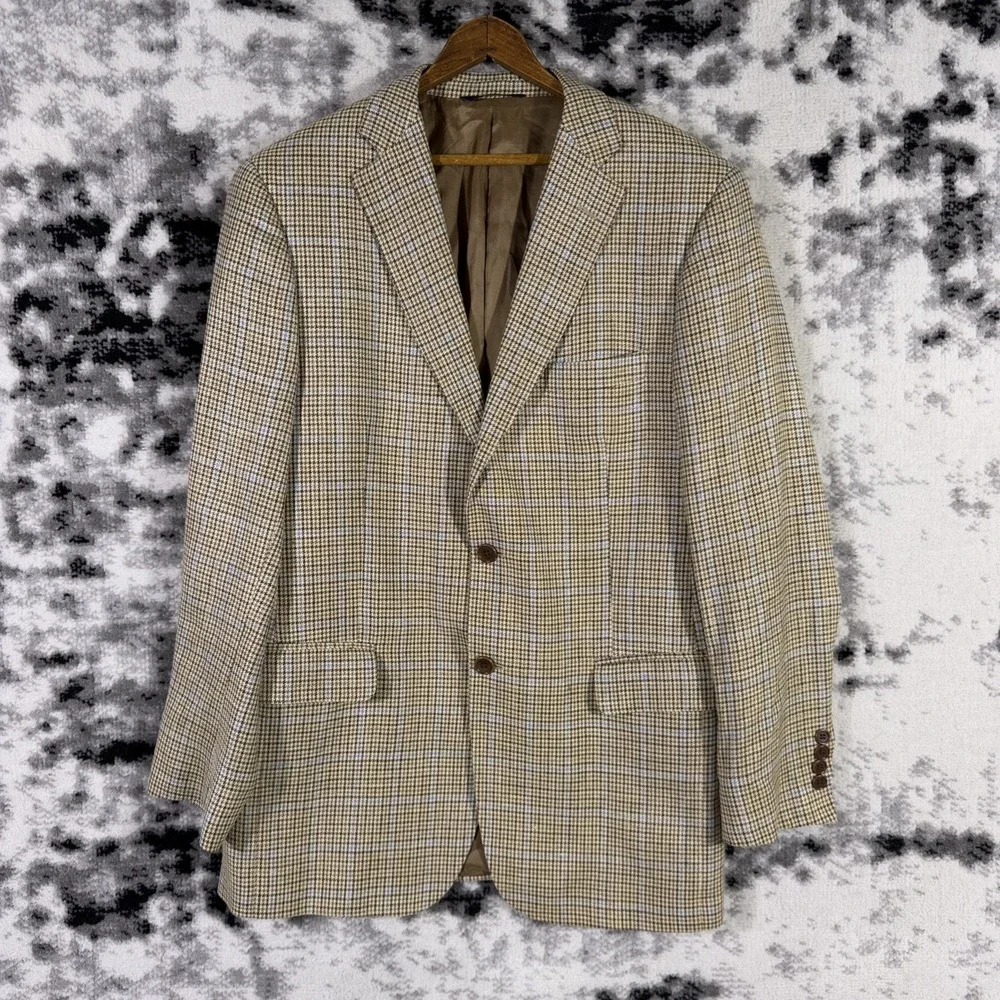 Brooks Brothers Blazer Mens Size 41 Silk Linen Wool Blend Career Office Academia
